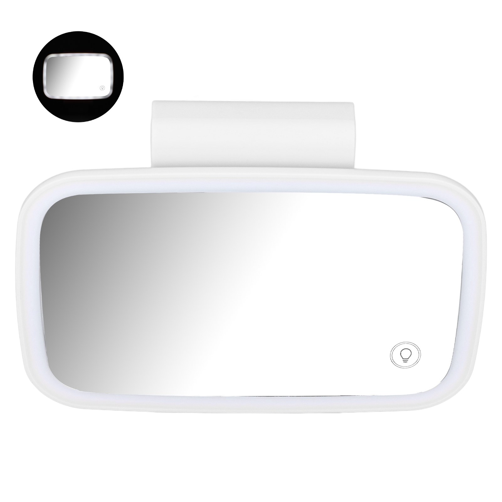 Sonnenblende Fürs Auto Mit Berührungsempfindlichem Led-schminkspiegel, Versenkten Glühbirnen, Ausziehbarem Hinteren Clip, Weiß, Plug & Play