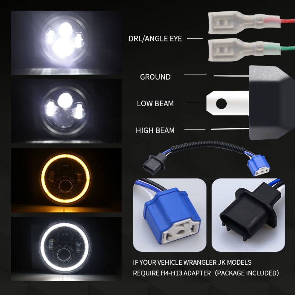 140-w-led-projektor (7 Zoll), Beschlagfrei, Wasserdicht, Für Offroad-motorräder Und Geländewagen, Leistungsstarker Scheinwerfer