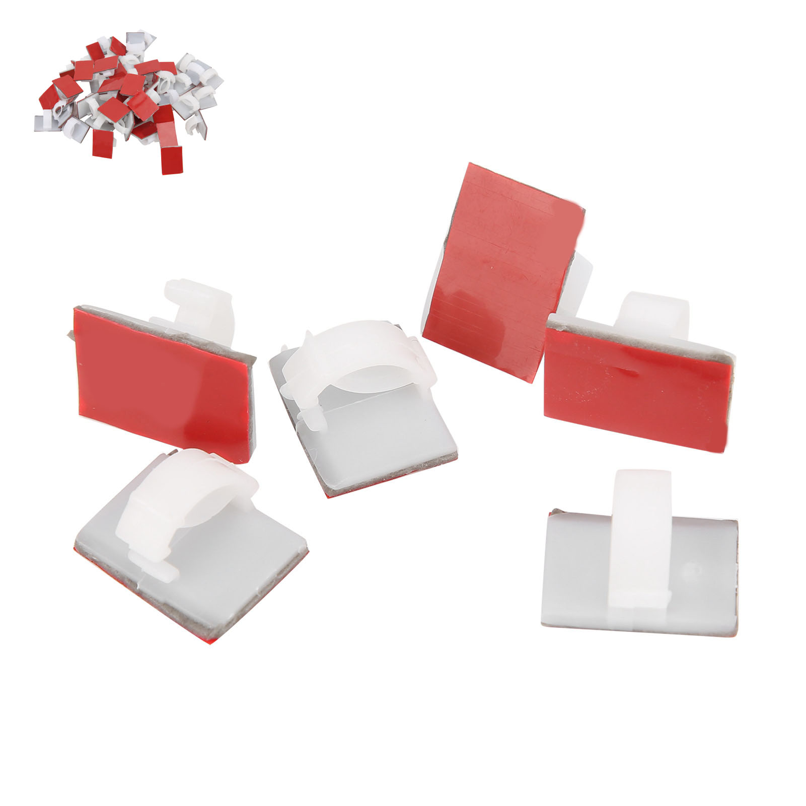 Packung Mit 50 Selbstklebenden Kabelclips, Weiß, Für Kabel Bis 5 Mm Durchmesser, Kabelmanagement
