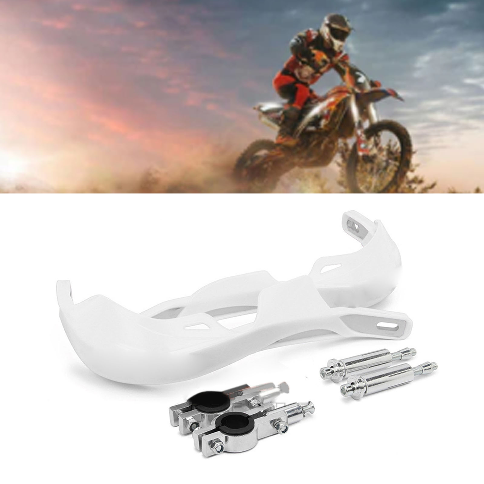 Verstärkte, Dicke Kunststoff-motorradhandschützer Für Motocross, Enduro Und Offroad-fahrten, Weißes Handschützer-set