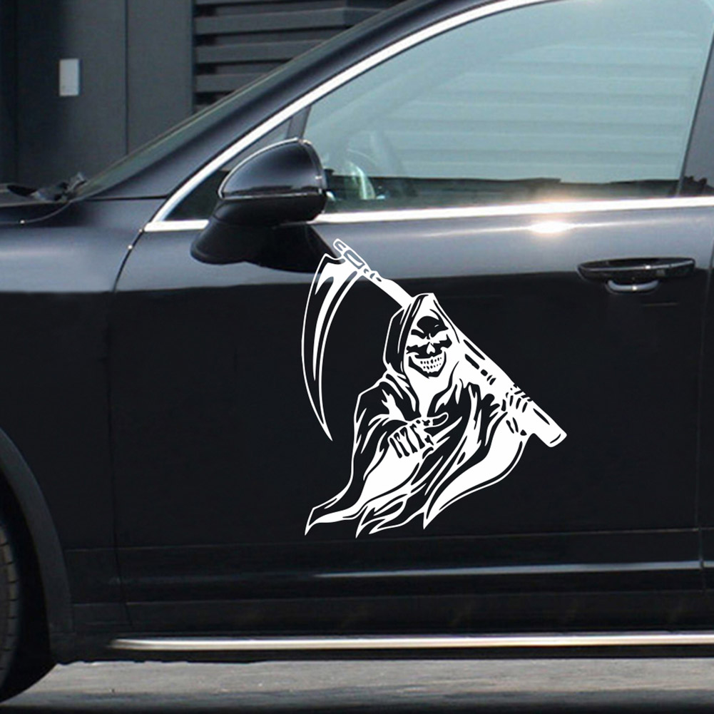 Autoaufkleber Mit Sensenmann-motiv, Universeller Autoaufkleber, Dekorativer Fahrzeugaufkleber, Sensenklinge, Gruseliges Design, 1 Stück