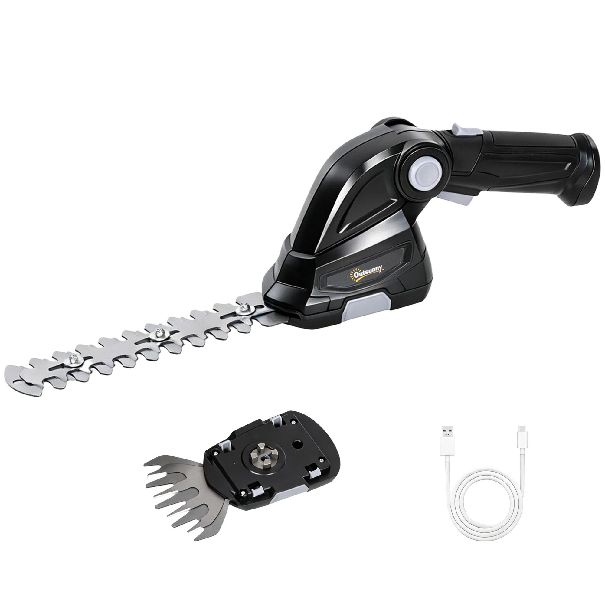 Vielseitige 2-in-1-heckenschere & Grasschere Aus Abs, 65mn, Homaire, L47.0 X B8.5 X H12.0 Cm - Schwarz