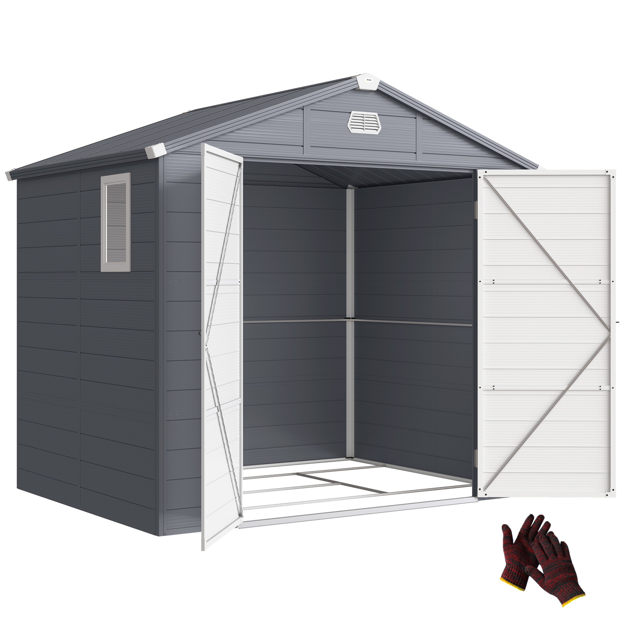 Geräteschuppen Mit Fundament-set Kunststoff Aluminium Homaire 240x190x228 Cm - Dunkelgrau