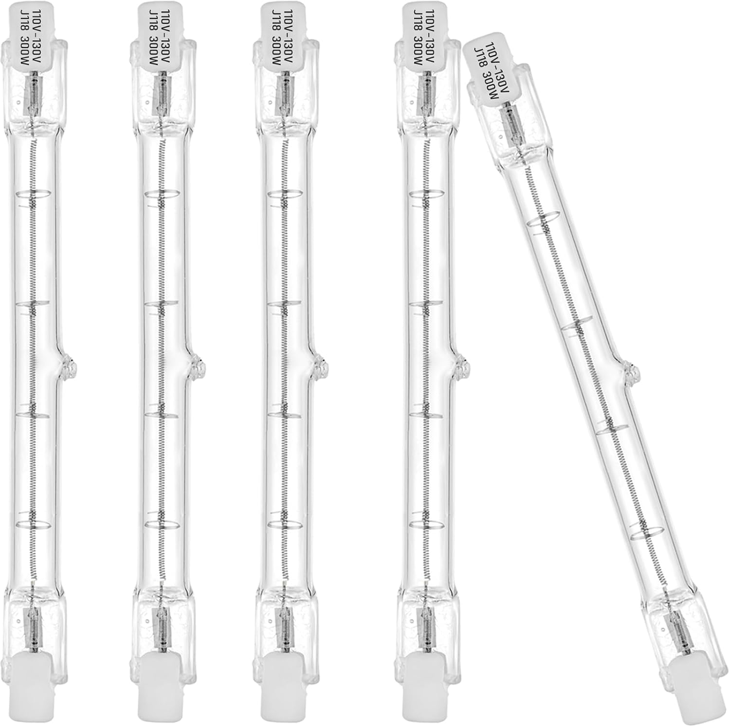 R7s 118mm 300w 120v Dimmbare Halogenlampen, J118 T3 J-sockel, Doppelseitig, Für Arbeits-, Sicherheits- Und Landschaftsbeleuchtung (5er-packung)