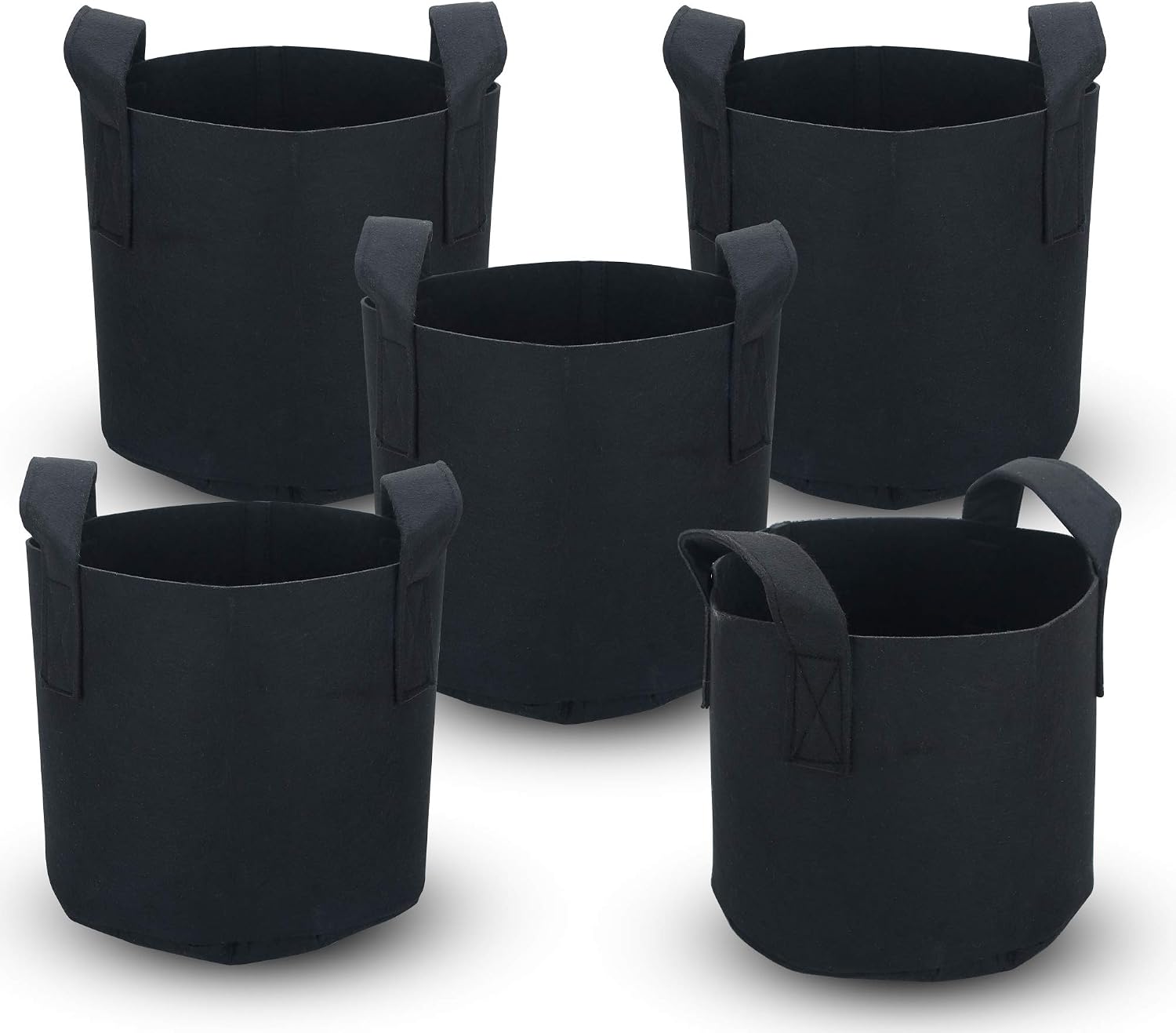 Set Mit 5 Pflanzsäcken Aus Vliesstoff, 38 Liter (10 Gallonen) – 40 X 30 Cm – Mit Tragegriffen – Für Garten, Gewächshaus Usw.