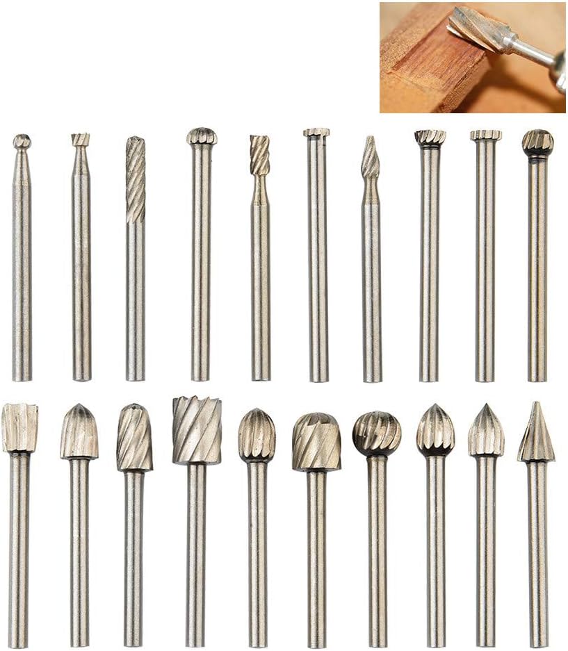 Set Mit 20 Wolframkarbid-rotationsfräsern, Dremel-fräsern Mit 3 Mm Schaft Für Holzbearbeitung, Schnitzen, Gravieren Und Bohren.