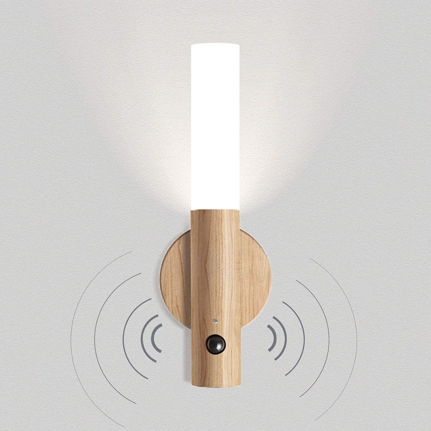 Ineasicer Led-wandleuchte, Wandleuchte Aus Holz, Wandleuchte Mit Bewegungsmelder, Usb-aufladbar, Kabellos, Magnetisches Nachtlicht, Warmweißes Licht