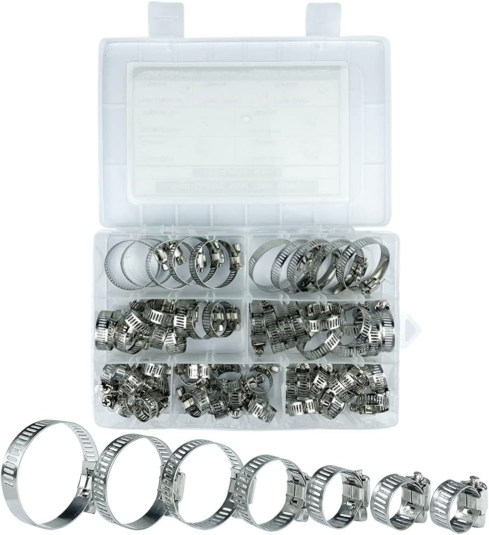 Rohrschellen, Edelstahl-schlauchschellen, Packung Mit 60 Stück, Durchmesser 8 Bis 38 Mm, 7 Verschiedene Größen, Für Schwimmbäder, Waschmaschinen, Geschirrspüler Und Hauswasserleitungen.