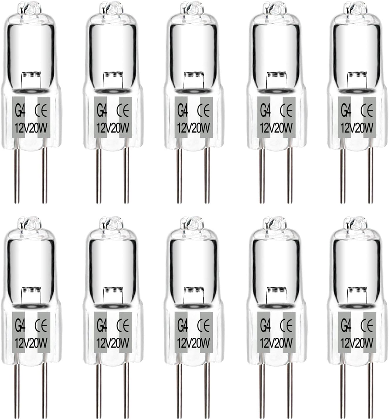 Packung Mit 10 G4-halogenlampen, Warmweiß, 12 V, 20 W, Klare Kapsel, Für Kronleuchter, Schränke Und Deckenleuchten.