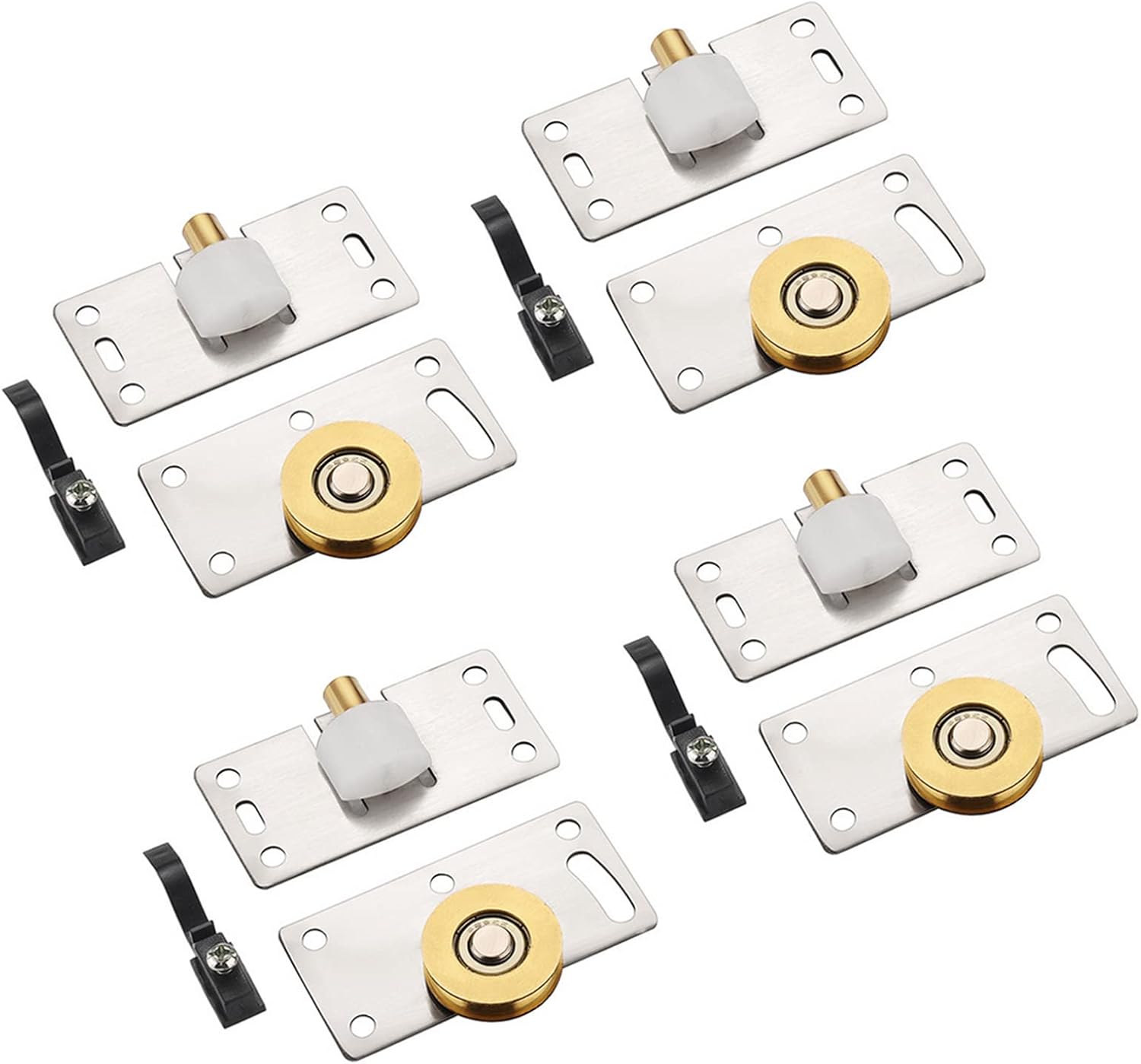 Ineasicer Set Mit 4 Paar Schiebetürrollen Für Schränke, Schiebetürrollen, Möbelrollen, Führungslager Für Schränke, Regale, Garderoben