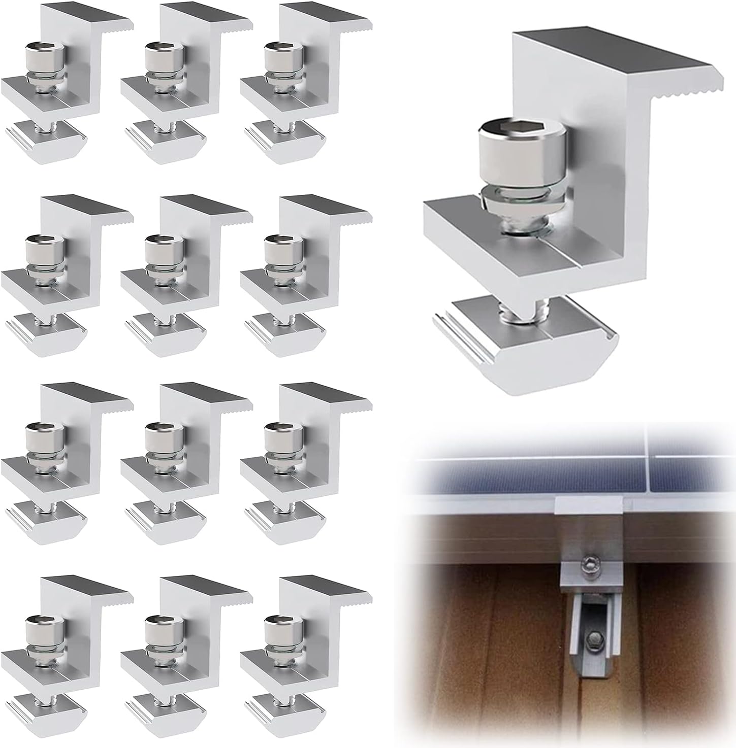 Ineasicer Aluminium-solarpanel-montagehalterung, 12 Stück, Z-förmig, Mit Muttern Und Schrauben, Für Dach-, Wand- Und Dachmontage (35 Mm)