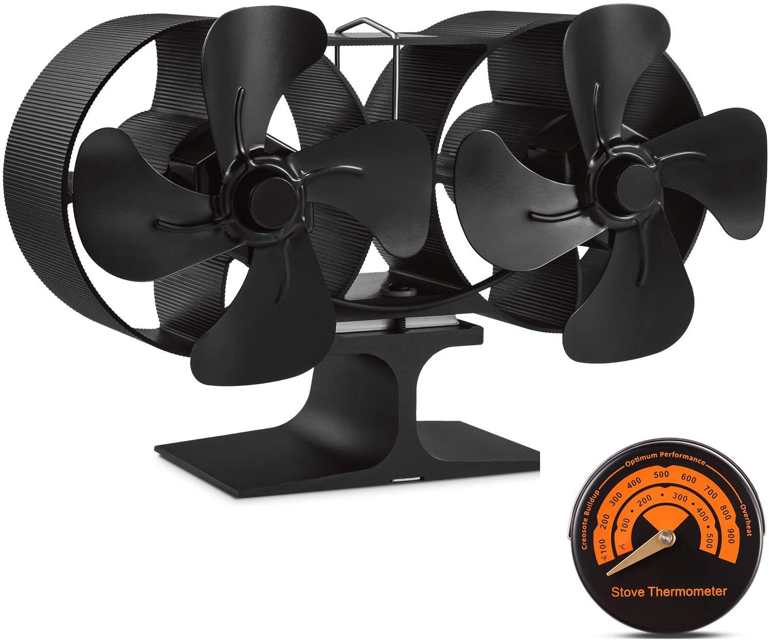 Kleiner Ventilator Für Holzöfen Mit Doppelmotor Und 8 Flügeln, Leise Und Umweltfreundlich, Mit Thermometer Und Zubehör Für Kamin Und Ofen.