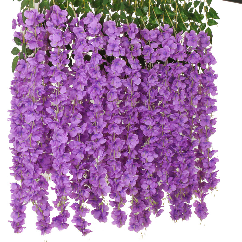 Künstliche Pflanze, Künstliche Blumen, 24er-set, Seidenwisteria, Hängegirlande Für Zuhause, Garten, Partys, Hochzeiten, Dekoration (24er-set, 110 Cm, Lila)