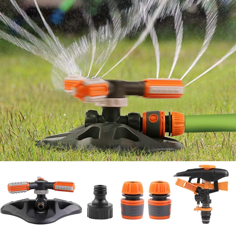 Ineasicer Gartensprenger, 360° Drehbarer Und Verstellbarer Automatischer Gartensprenger Mit 3 Armen, Drehbarer Abs-sprühdüse, Bewässerungskopf