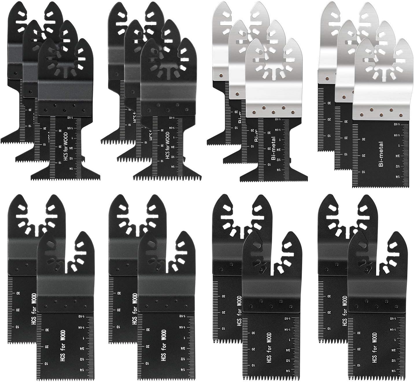 Packung Mit 20 Professionellen Oszillierenden Sägeblättern Für Holz Und Metall, Universelles Schnellwechselsystem Für Multifunktionswerkzeuge, Kompatibel Mit Fein Multimaster, Ryobi, Milwaukee, Bosch,
