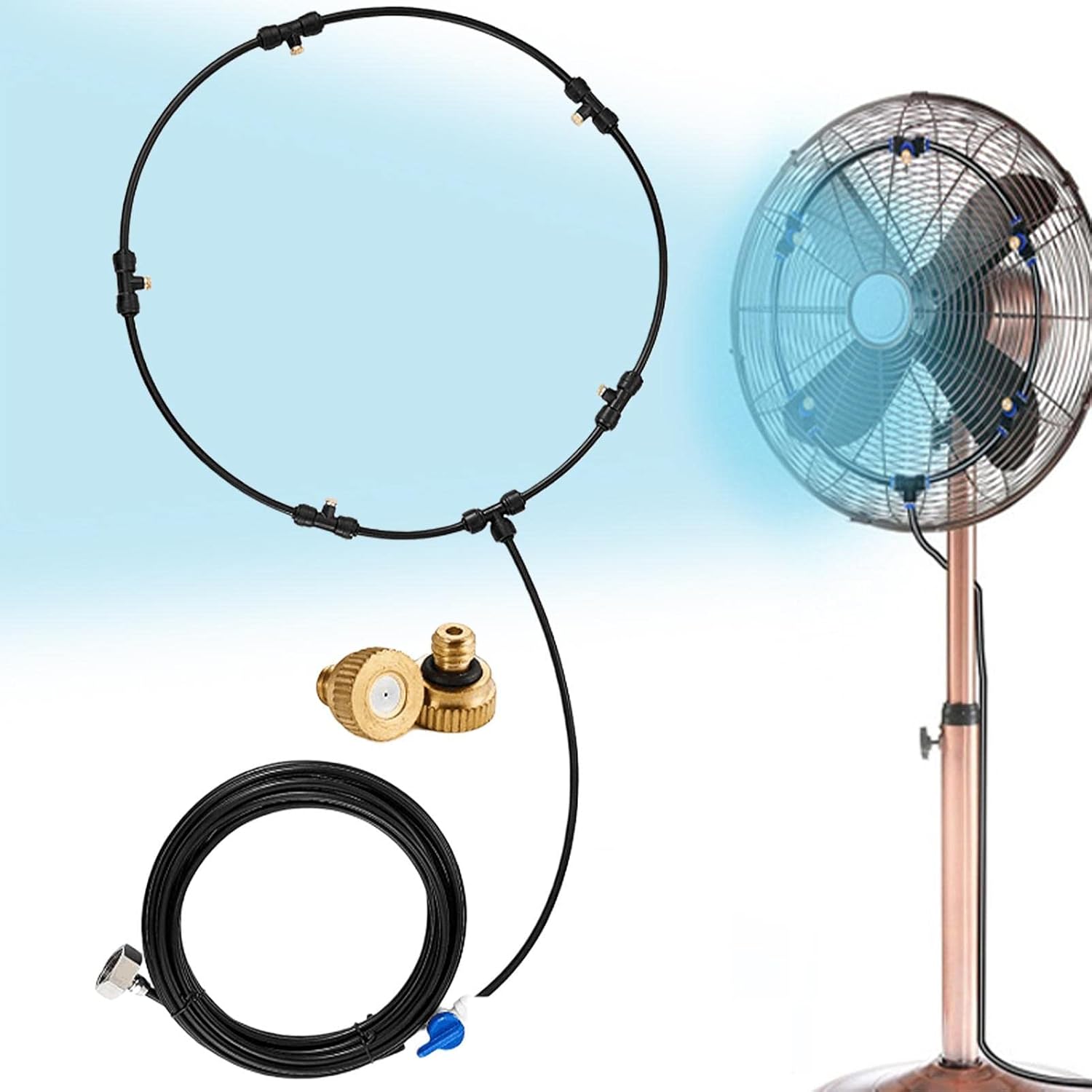 Ineasicer Nebelventilator - Inline-nebelventilatoren - Nebelsets Mit Messingdüse - 6 M, 6 Köpfe Mit Ventilen