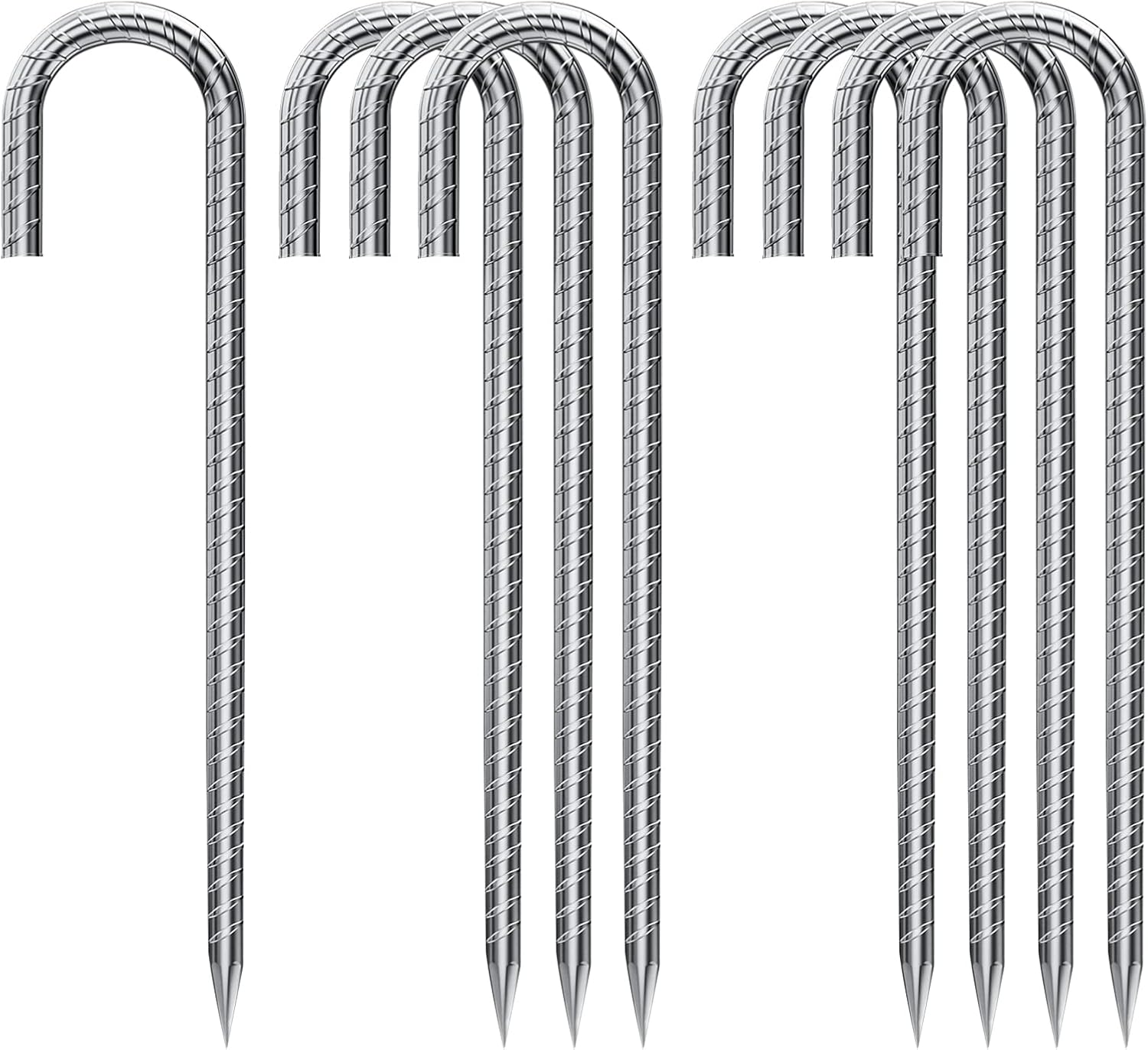 Ineasicer Bodenanker, 8er-set, Verzinkte Stahl-zeltnägel, Befestigungsnägel Mit J-haken, Bodenanker Für 30 Cm Trampolindächer