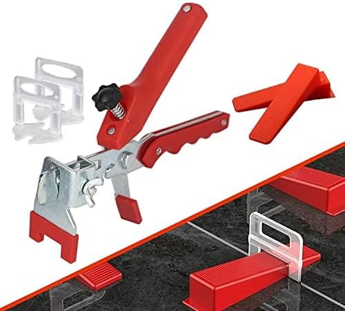 Ineasicer Fliesenverlegeset Inklusive 1 Zange, 100 Klammern (3 Mm), 100 Wiederverwendbaren Keilen, Nivelliersystem Für Fliesen Mit Einer Dicke Von 3 Bis 12 Mm