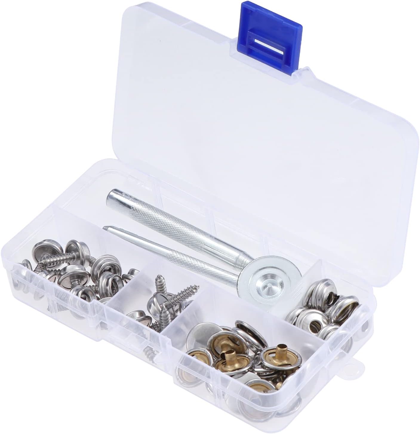 Set Mit 15 Schrauben (15 Mm), Metallbefestigungen Und 3 Befestigungswerkzeugen Für Planen, Boote, Zelte Und Autoabdeckungen