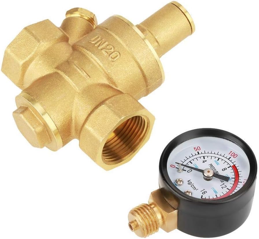 Druckregler Aus Messing, Einstellbarer Dn20-wasserdruckminderer Aus Messing Mit Manometer.