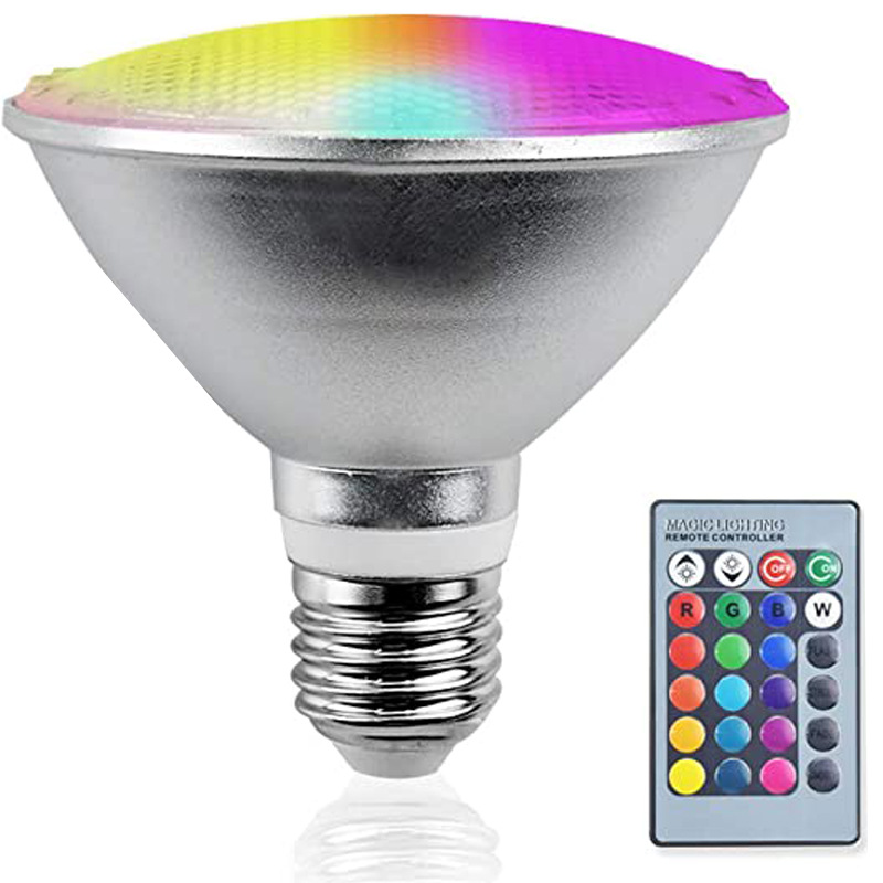 E27 Led-lampe, Par38 Rgbw Led-strahler, Dimmbare Außenbeleuchtung Ip65, 20 W, Fernbedienung Für Garten- Und Weihnachtsdekoration (20 W), E27 Led-lampe