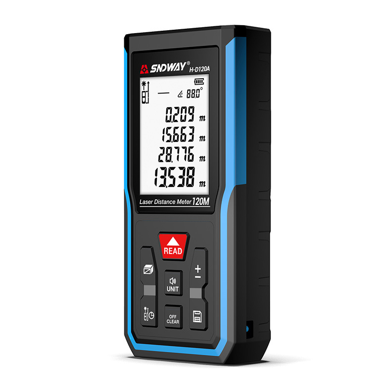 H-d100a 100 Digitaler Laser-entfernungsmesser, Misst Länge, Fläche Und Volumen Und Nutzt Den Satz Des Pythagoras. Hintergrundbeleuchtetes Lcd-display, Schutzart Ip54. Heimwerkerbedarf Handwerkzeuge.