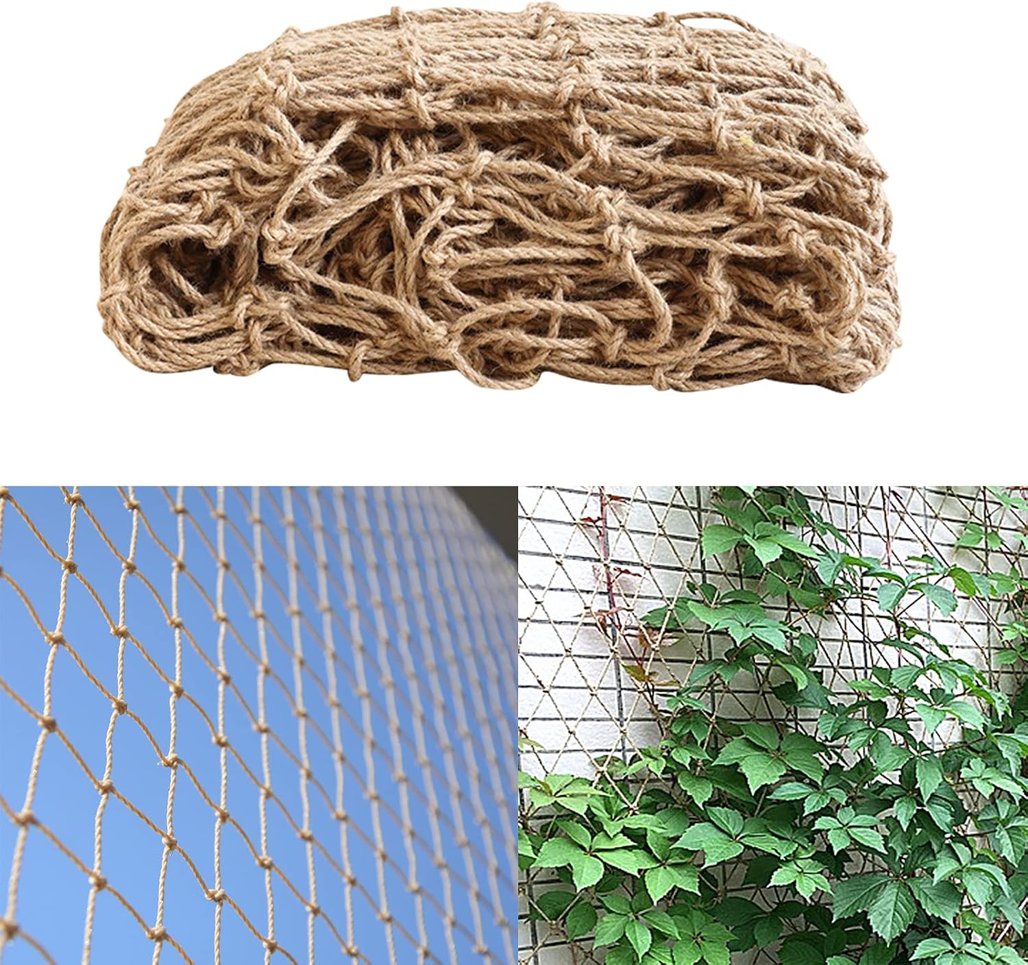 Ineasier Pflanzenstütznetz, 100% Ökologisch, Biologisch Abbaubar Und Kompostierbar, Natürliches Jute-gartenspalier (2 M X 10 M)