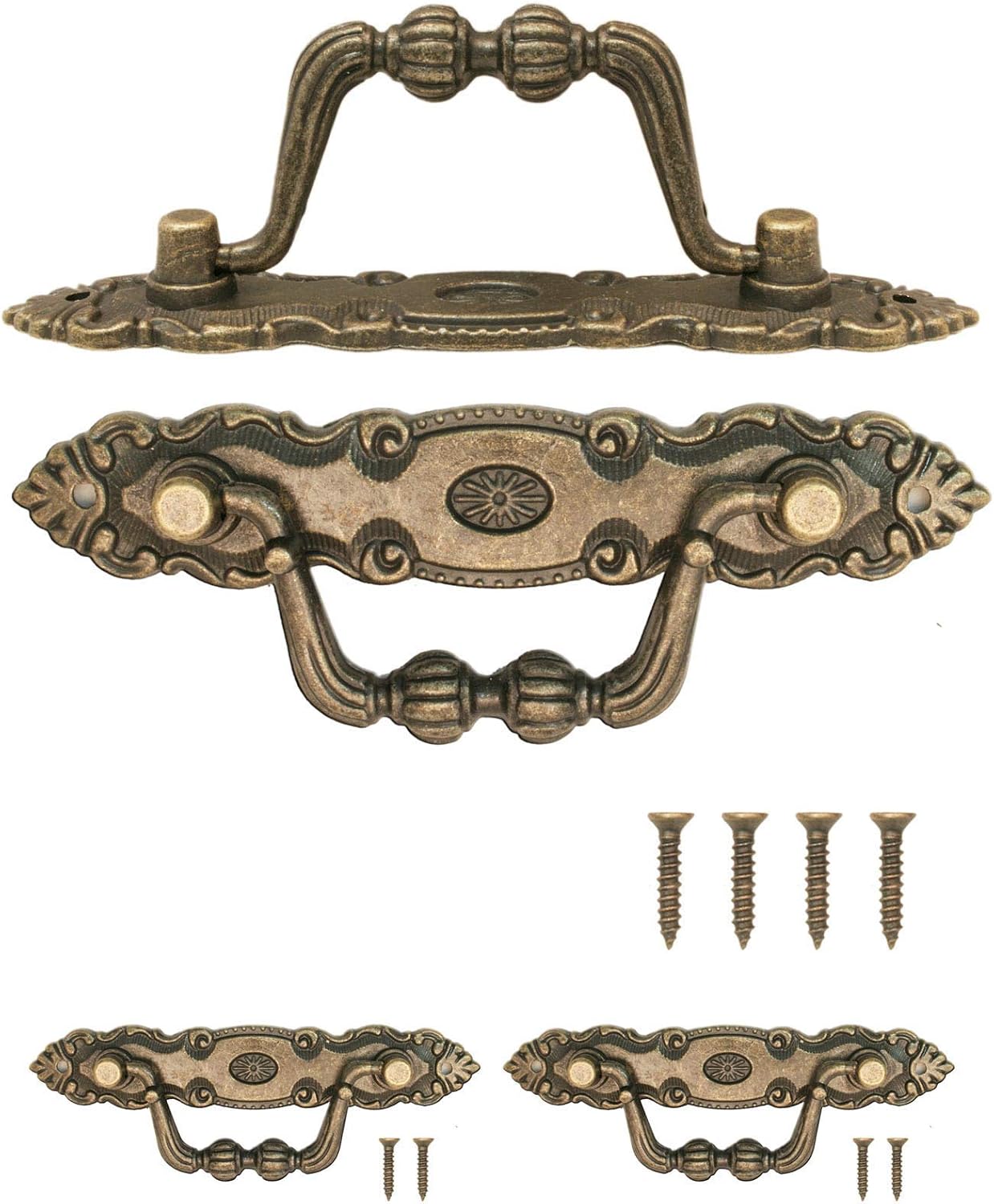 Ineasicer 2 Antike Klappgriffe Für Möbel, Schubladen, Küchen, Kommoden, Schränke Und Schminktische, Vintage-design In Antikbronze, 10,5 X 2 Cm