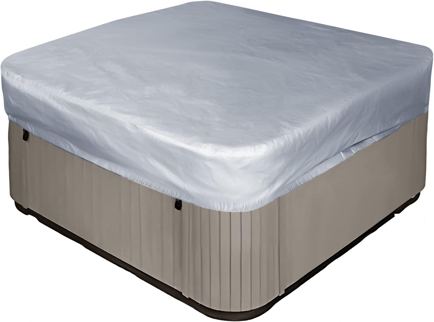 Quadratische Ersatzabdeckung Für Whirlpool Und Garten-whirlpool – Wasserdicht – Uv-schutz – 200 X 210 Cm (l X B X H), Grau