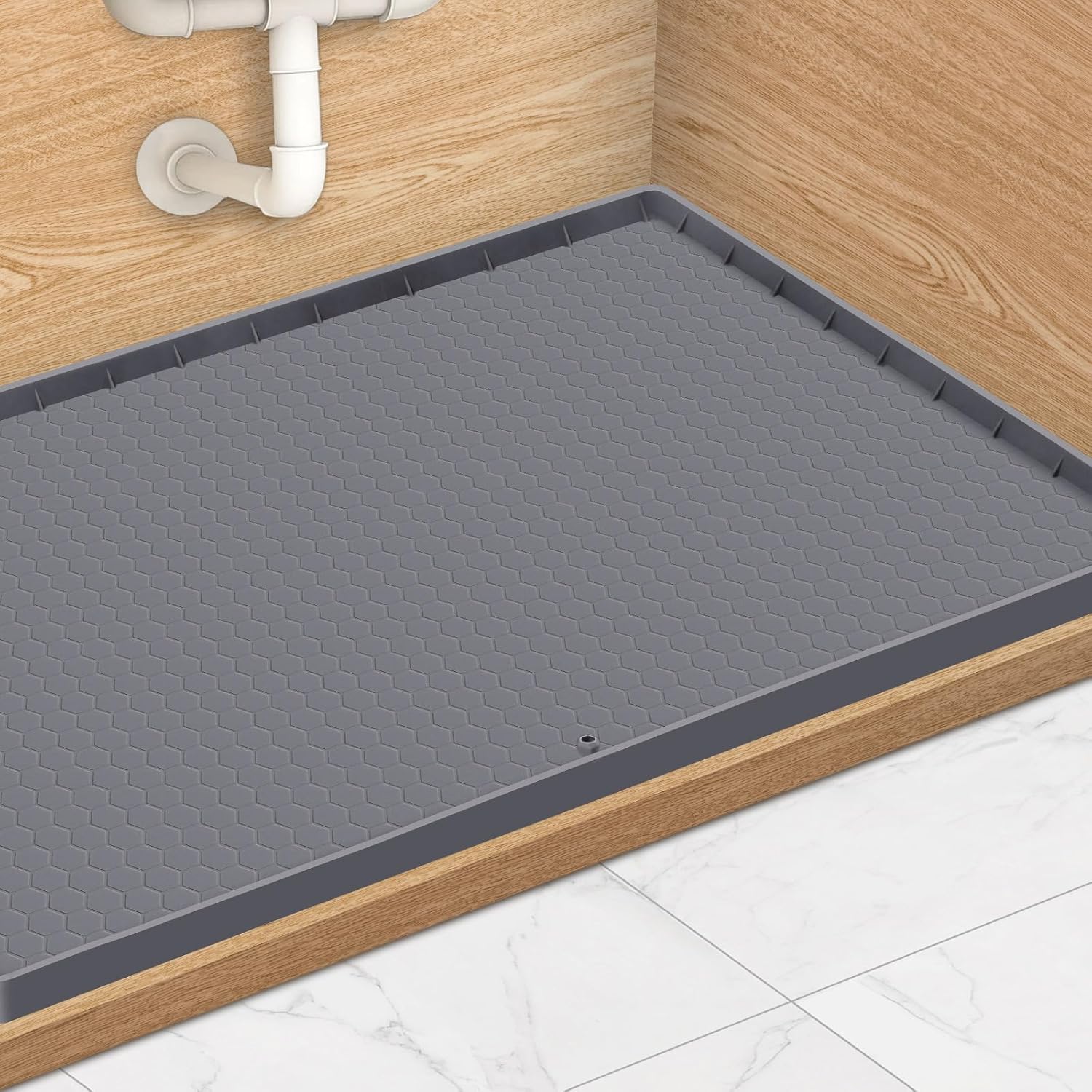 Ineasicer Unterspülbeckenmatte, Wasserdichte Ablage Für Küchenmöbel, Flexible Silikonbeschichtung 86 X 56 Cm, Matte Und Schutz Für Küchen- Und Badezimmermöbel (grau)