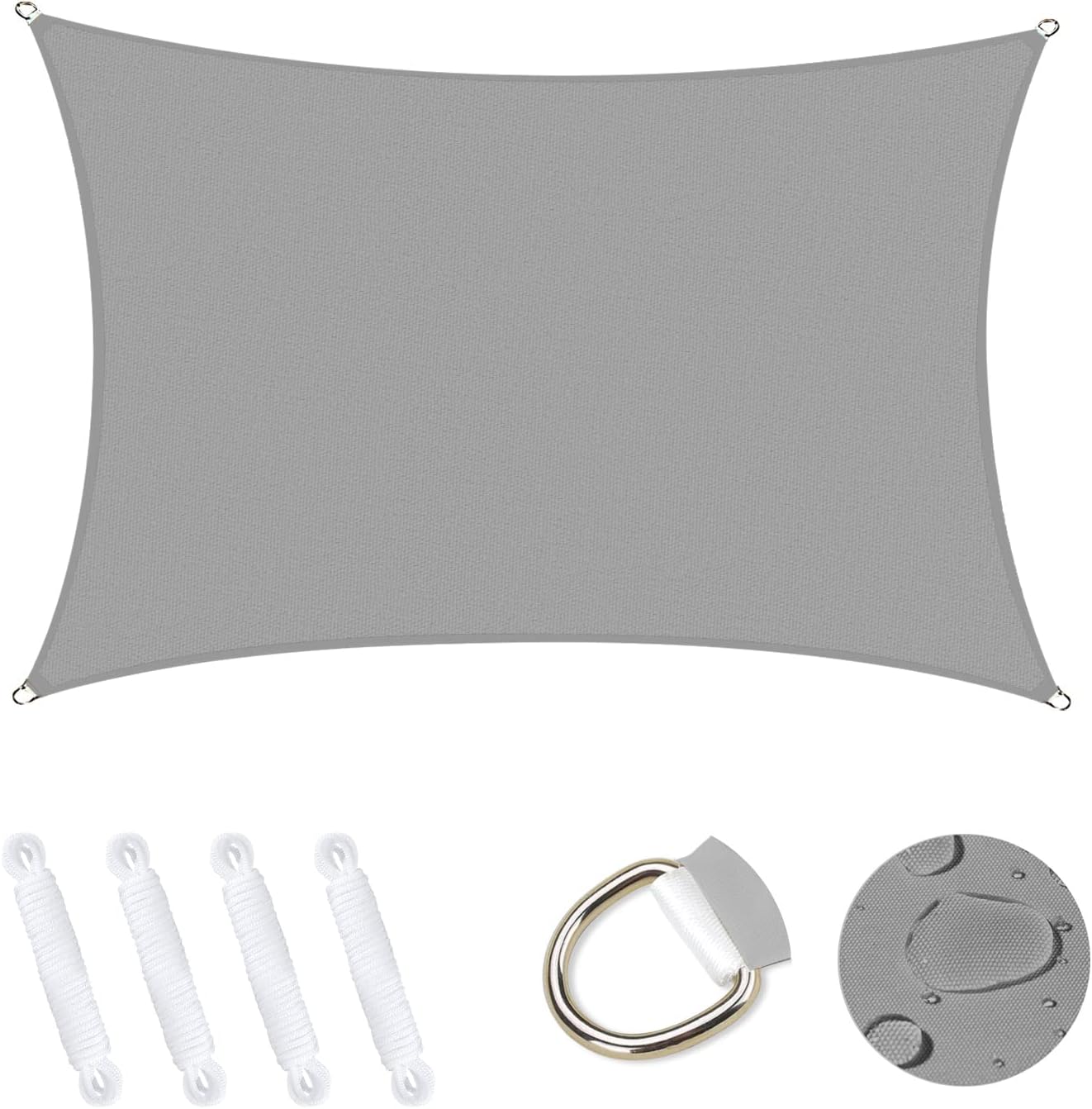 Ineasicer Rechteckiges Sonnensegel 4 X 5 M, Gartenüberdachung, 95 % Uv-schutz, Wasserdicht Und Strapazierfähig, Für Terrasse, Garten, Hof, Camping Und Pool – Grau