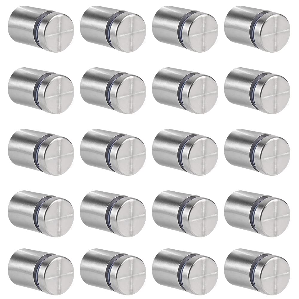 Ineasicer Packung Mit 20 Glasabstandshaltern, 19 X 25 Mm Abstandsschrauben, Edelstahl-wandhalterung Für Werbenägel, Für Schilder Und Displays (silber)