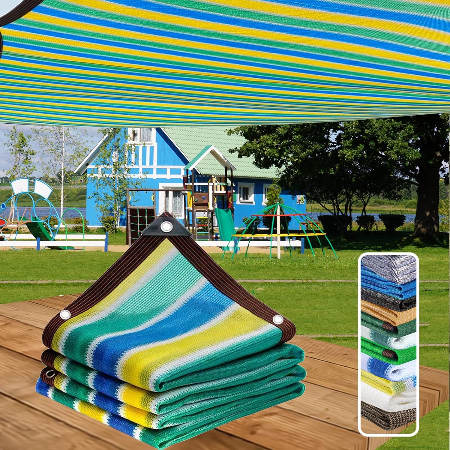 Ineasicer Sonnensegel Für Terrasse Und Balkon, Rechteckiges Sonnennetz, Sichtschutz Für Balkon Und Terrasse, 12-pfähle, 3 X 3 M, Für Terrasse Und Balkon