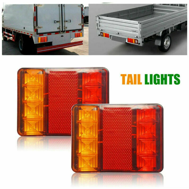Anhängerbeleuchtung Und -reflektoren, 8-led-rückleuchten, 2er-set, E8-geprüfte Multifunktionsleuchten, Ultrahelles Rot-oranges Licht, Blinker/bremslichter/warnleuchten, Ip65 Wasserdicht Für Lkw/anhäng