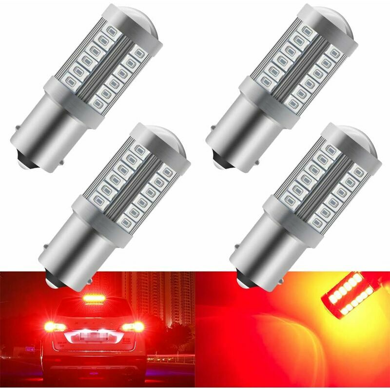 Rote Led-lampen Für Autos 1156 Ba15s 5630 33smd 900lm, Ultrahelles Rücklicht, Bremslicht, Nebelscheinwerfer, Positionslicht, Parklicht 12-30v 3,6w (4er-pack)