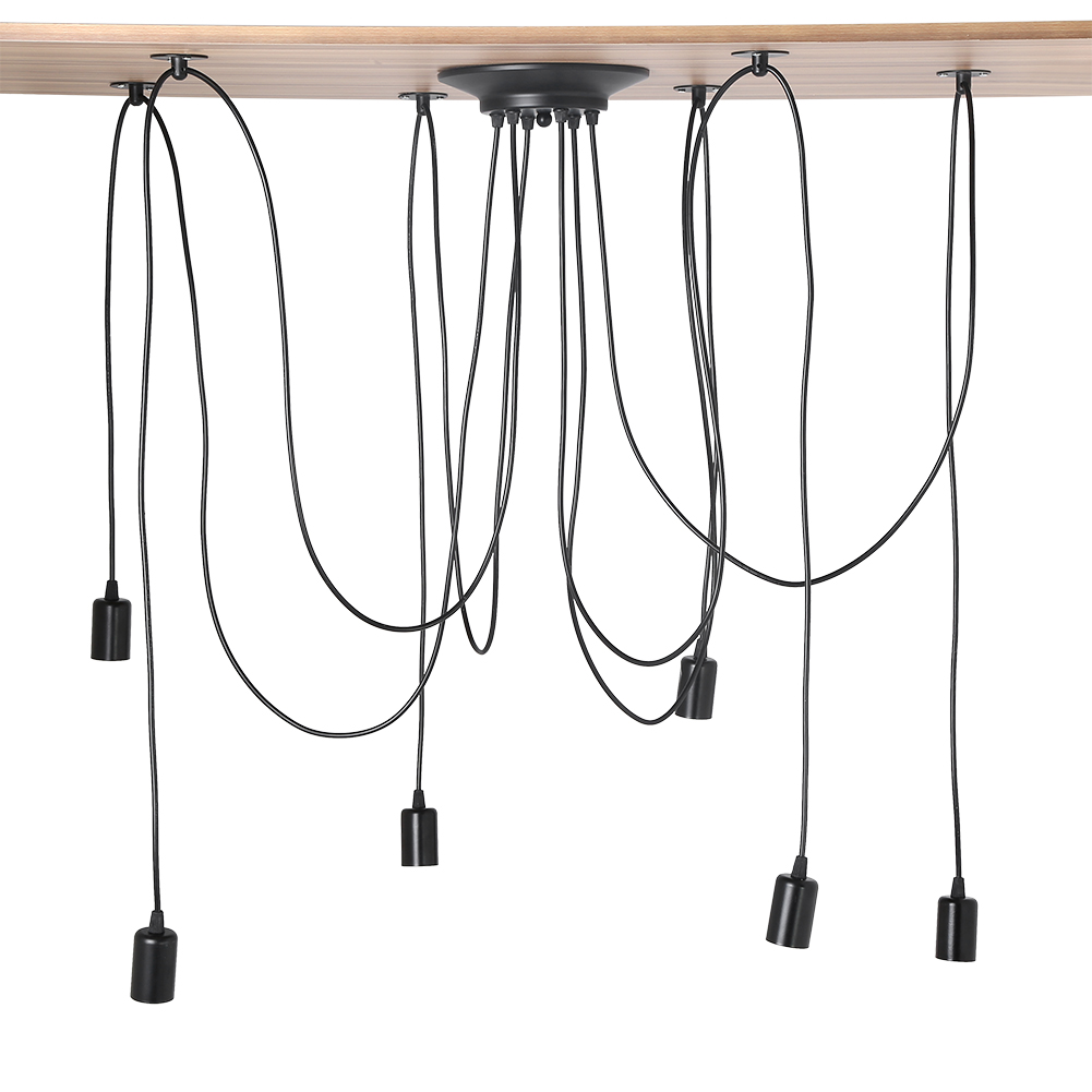 Moderne Und Retro Wirkende 6-armige Pendelleuchte Im Spinnenstil, Selbstmontage, Verstellbar, 2 M, Vintage-stil, E27-fassung, Schwarz (leuchtmittel Nicht Enthalten).