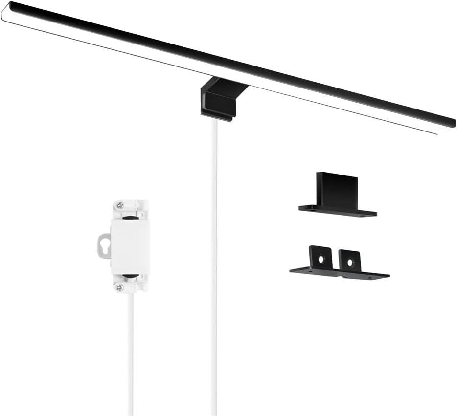 8w Led-wandleuchte Für Badezimmerspiegel, Schwarz, 60cm, 680lm, Kaltweiß 6000k, Schutzart Ip44, Zum Anklemmen An Spiegelschrank Oder Wand (600mm)