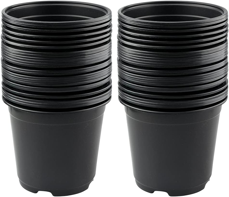 Ineasicer Packung Mit 50 Schwarzen Kunststoff-blumentöpfen, 15 Cm, Für Sukkulenten, Gemüse Und Stecklinge