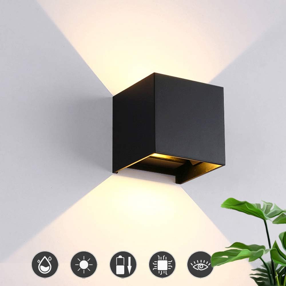 Ineasicer 12w Led-wandleuchte Aus Modernem Aluminium Für Den Innen- Und Außenbereich, Mit Einstellbarem Abstrahlwinkel, Warmweißem Licht, Wasserdicht – Schwarz