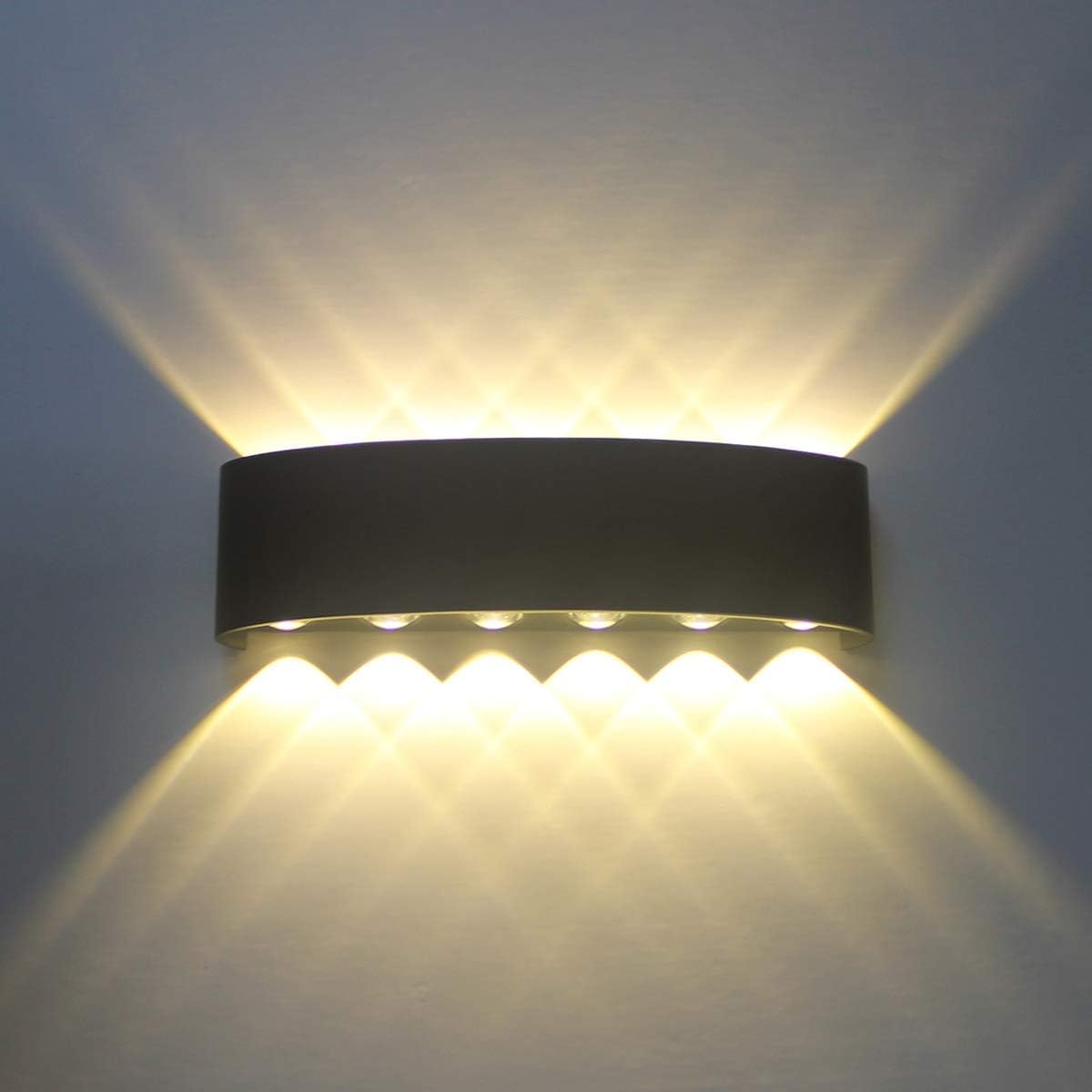 Schwarze Led-wandleuchte Für Den Innenbereich, Moderne 12-w-wandleuchte, Aluminium, Nach Oben/unten Gerichteter Strahler, Nachtlicht Für Wohnzimmer, Schlafzimmer, Flur, Treppenhaus (warmweiß) [energie