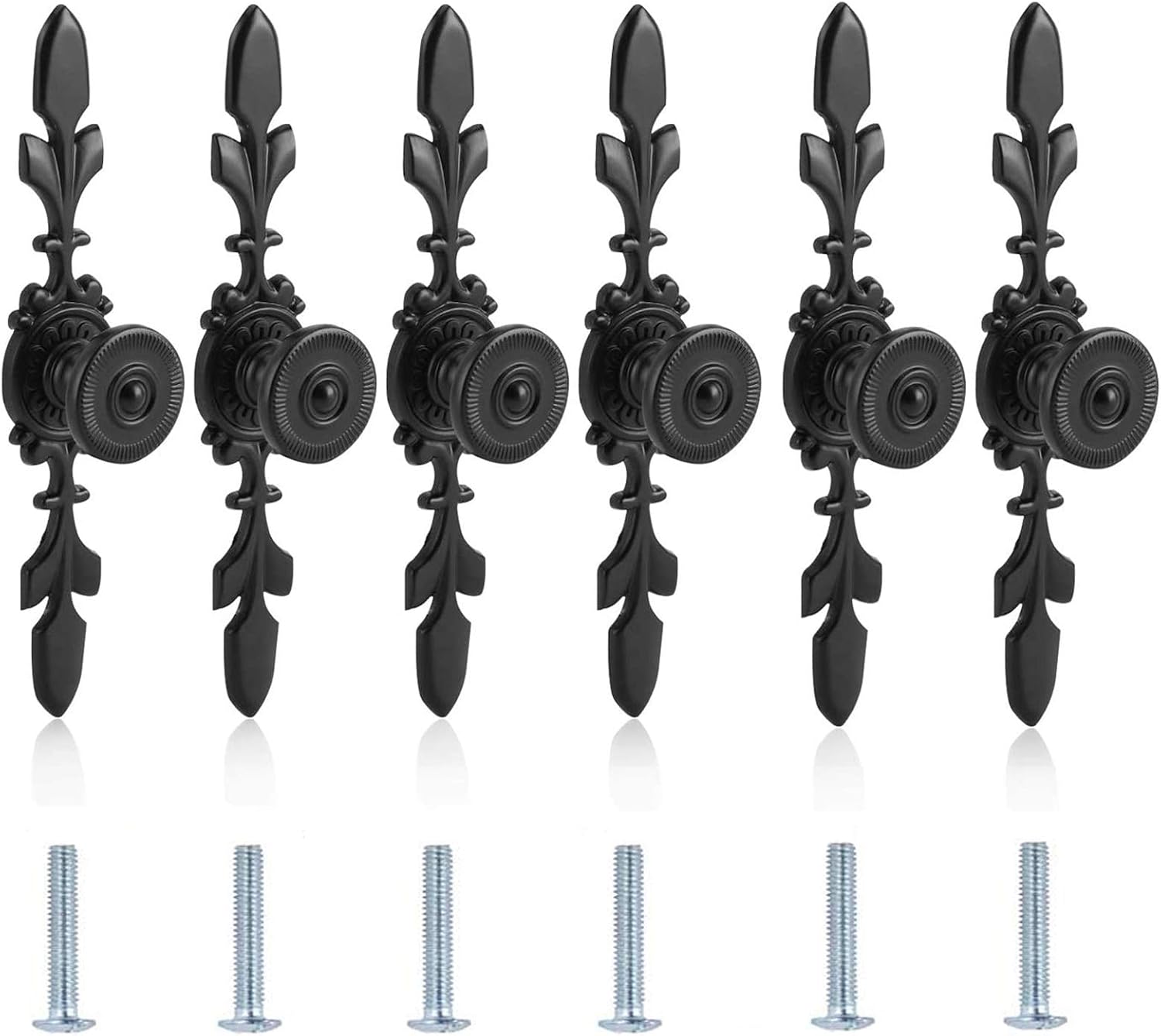 Ineasicer Set Mit 6 Türgriffen Im Vintage-stil, Schwarze Möbelgriffe, Zuggriffe Im Vintage-stil, Mit Schrauben, Für Möbel, Haushalt, Schubladen, Schränke, Kommoden, Schränke (schwarz)