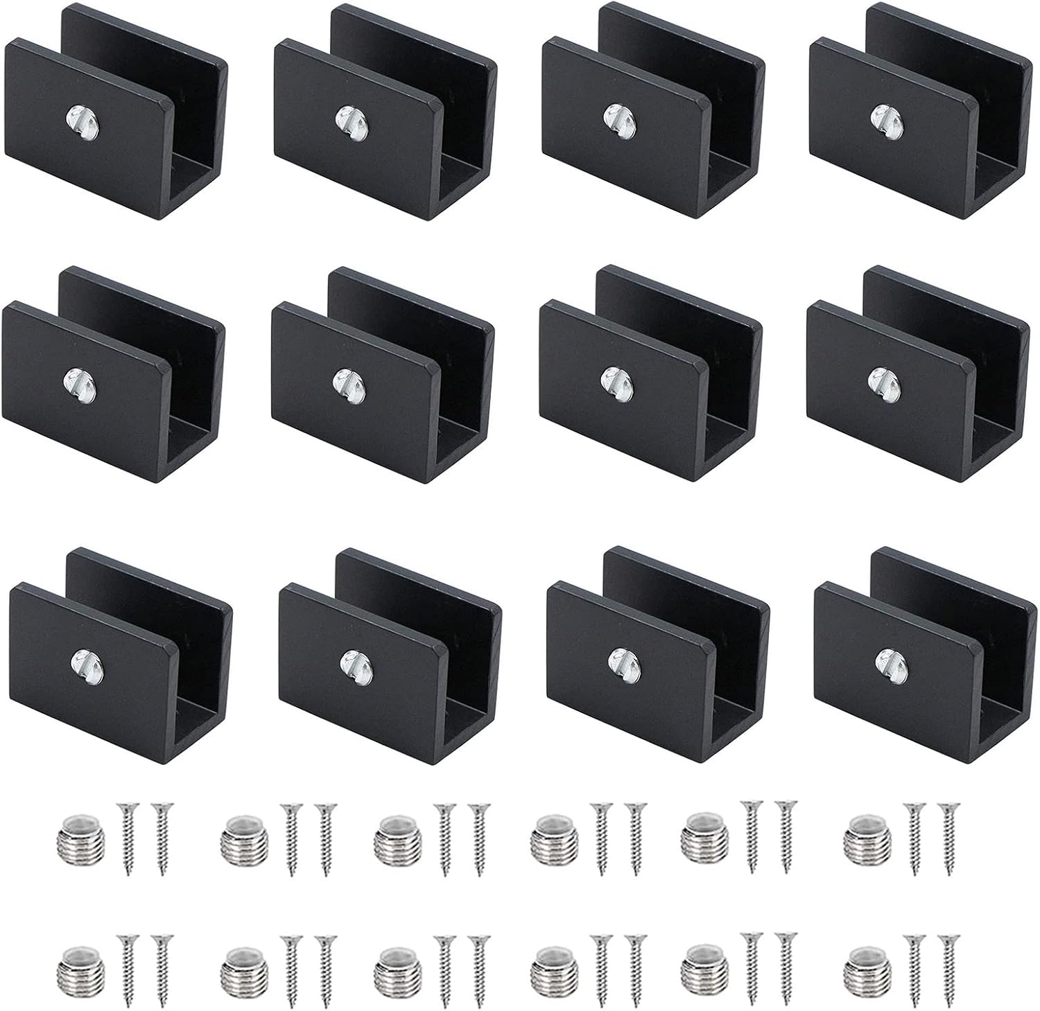 Set Mit 12 Glasklemmen, Aluminium-regalhalterungen, Verstellbare Glastrennwandhalterung, Für Glasregale Mit Einer Dicke Von 8 Bis 10 Mm, Für Badezimmer Und Balkone (mit Schrauben)
