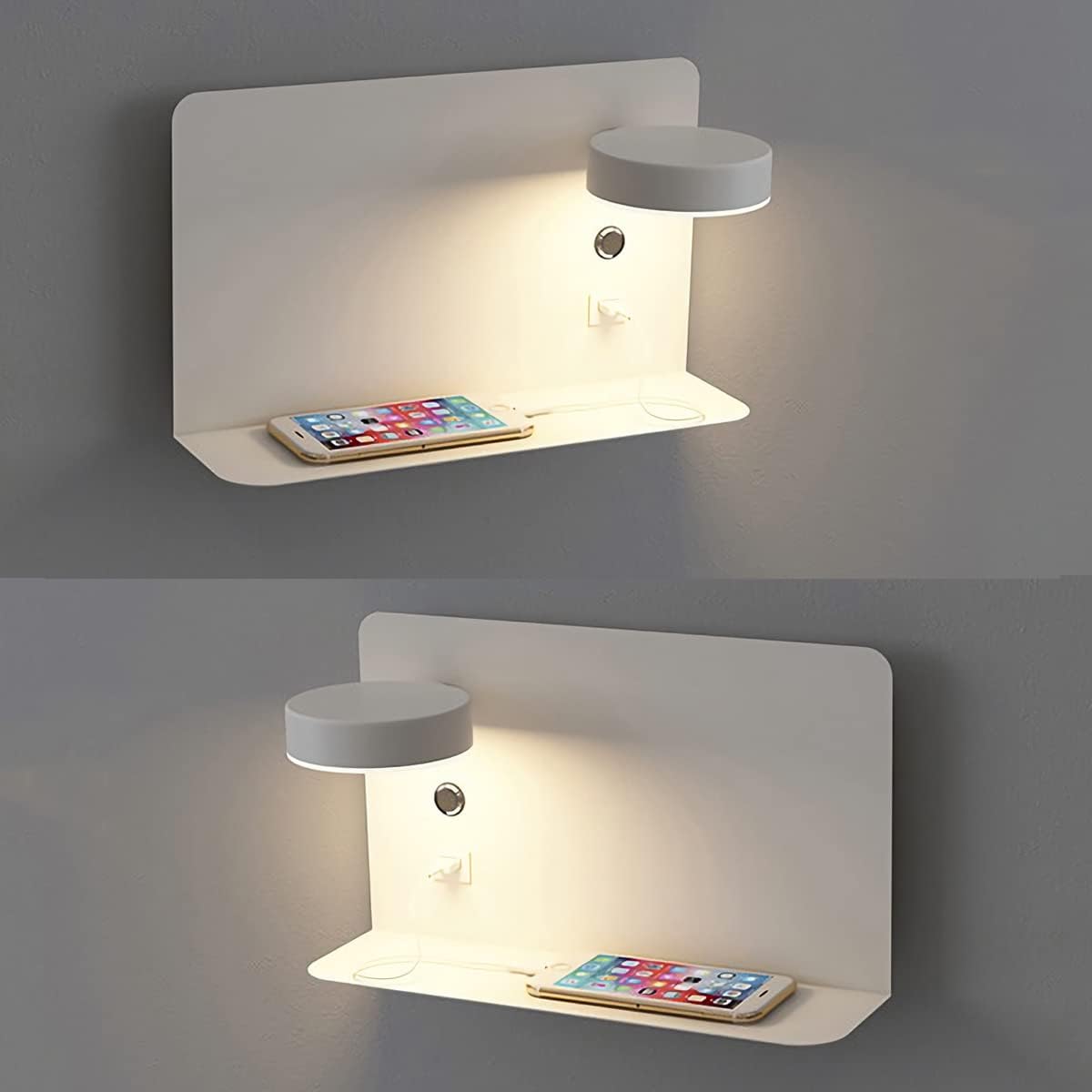 Verstellbare 12-w-led-wandleuchte Mit Usb-ladefunktion, 3 Farbtemperaturen, 330°-drehung, Moderne Wandleuchte Mit Internem Schalter, Schwarz, Leselampe, 2er-set
