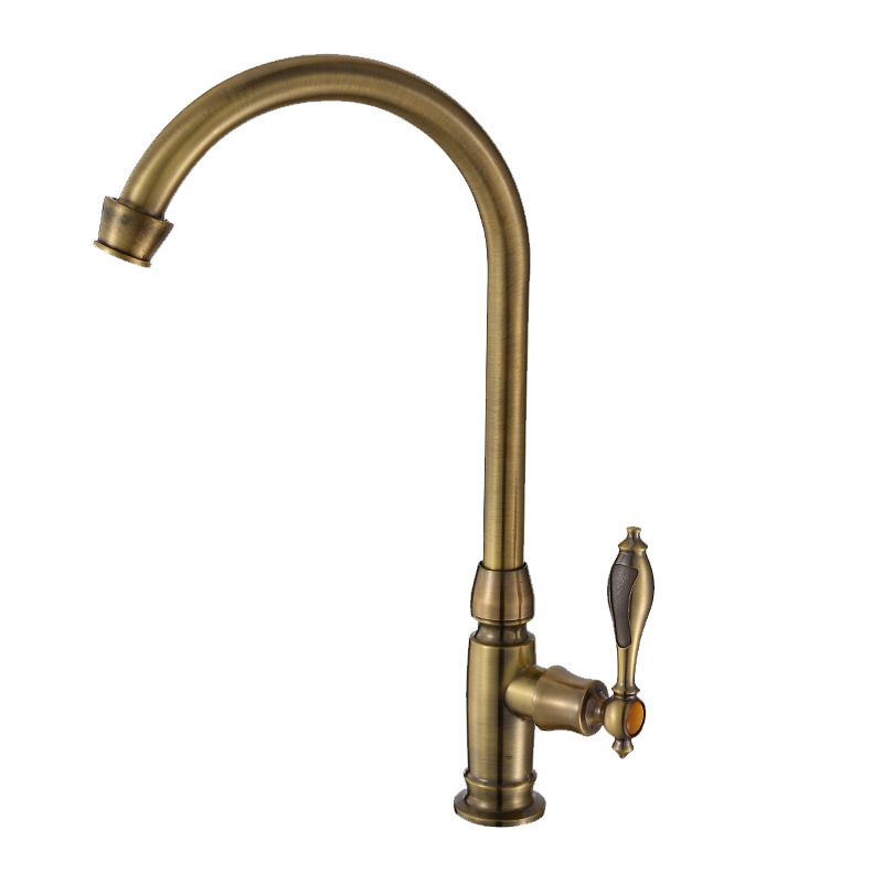 Ineasicer Küchenarmatur Aus Gebürstetem Messing, Schwenkbarer Auslauf Für Spüle, Waschbecken Und Handwaschbecken, Kaltwasser, Antikbronze