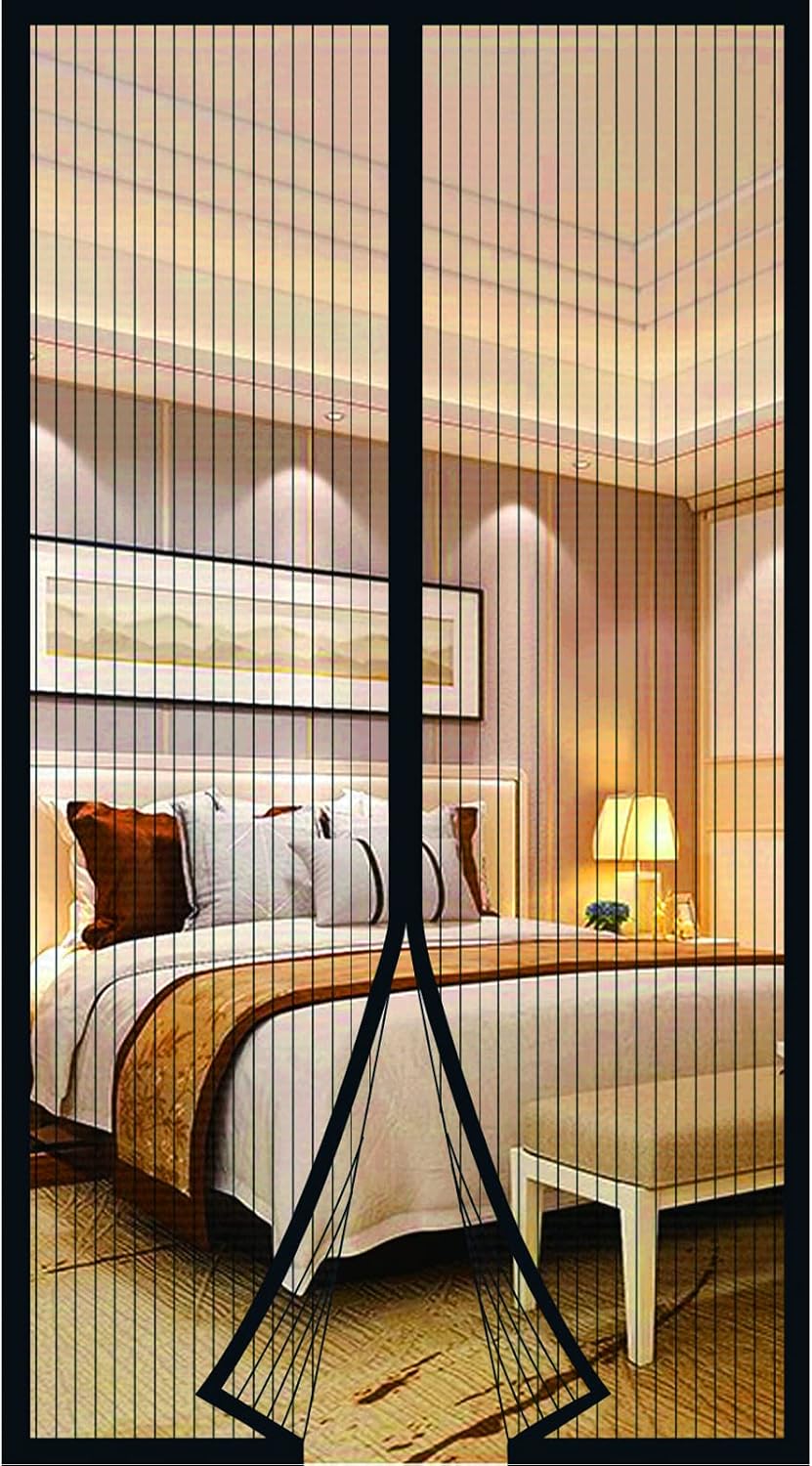 Magnetisches Moskitonetz Für Türen Und Fenster, Moskitonetz Für Türen, Moskitonetz-vorhänge, Moskitonetz Für Schiebetüren Zur Terrasse, Kein Bohren Erforderlich (90 X 210 Cm, Schwarz)