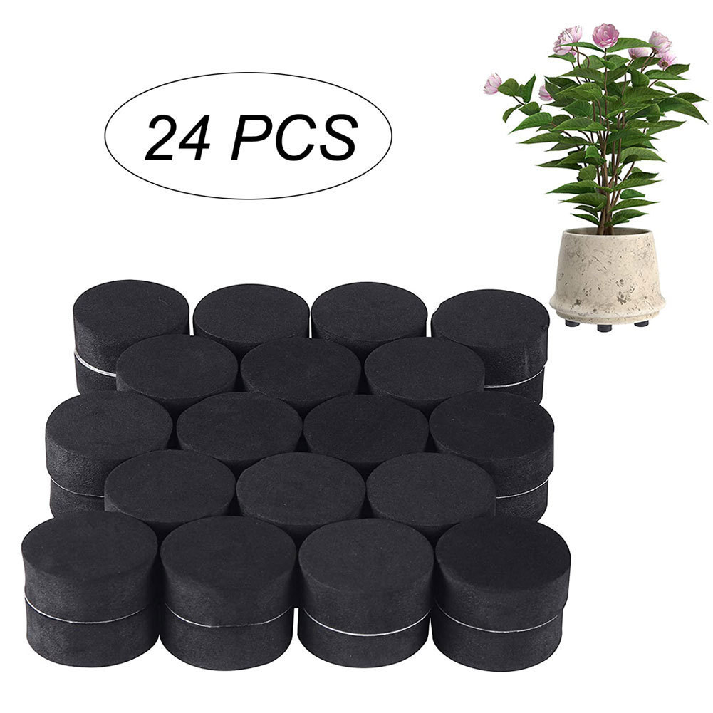 Ineasicer 24er-pack Unsichtbare Pflanzentopfstützen, Rutschfeste Eva-füße Zur Erhöhung Von Zimmer- Und Gartenpflanzen, Selbstklebende Blumentopfmatten