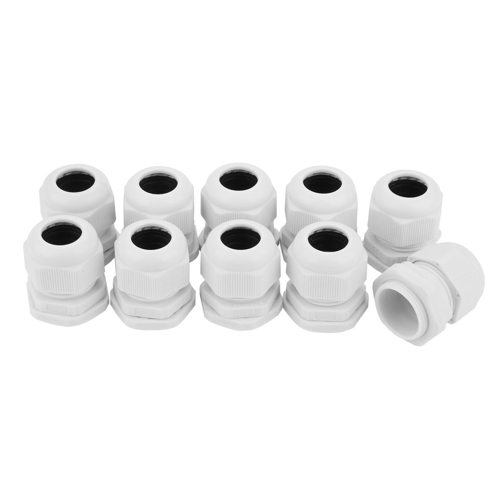 Pg7-pg21 Wasserdichte Kabelverschraubungen Aus Nylon/kunststoff, Ip68 Kabelverbinder, Weiße Überwurfmuttern (10 Stück)