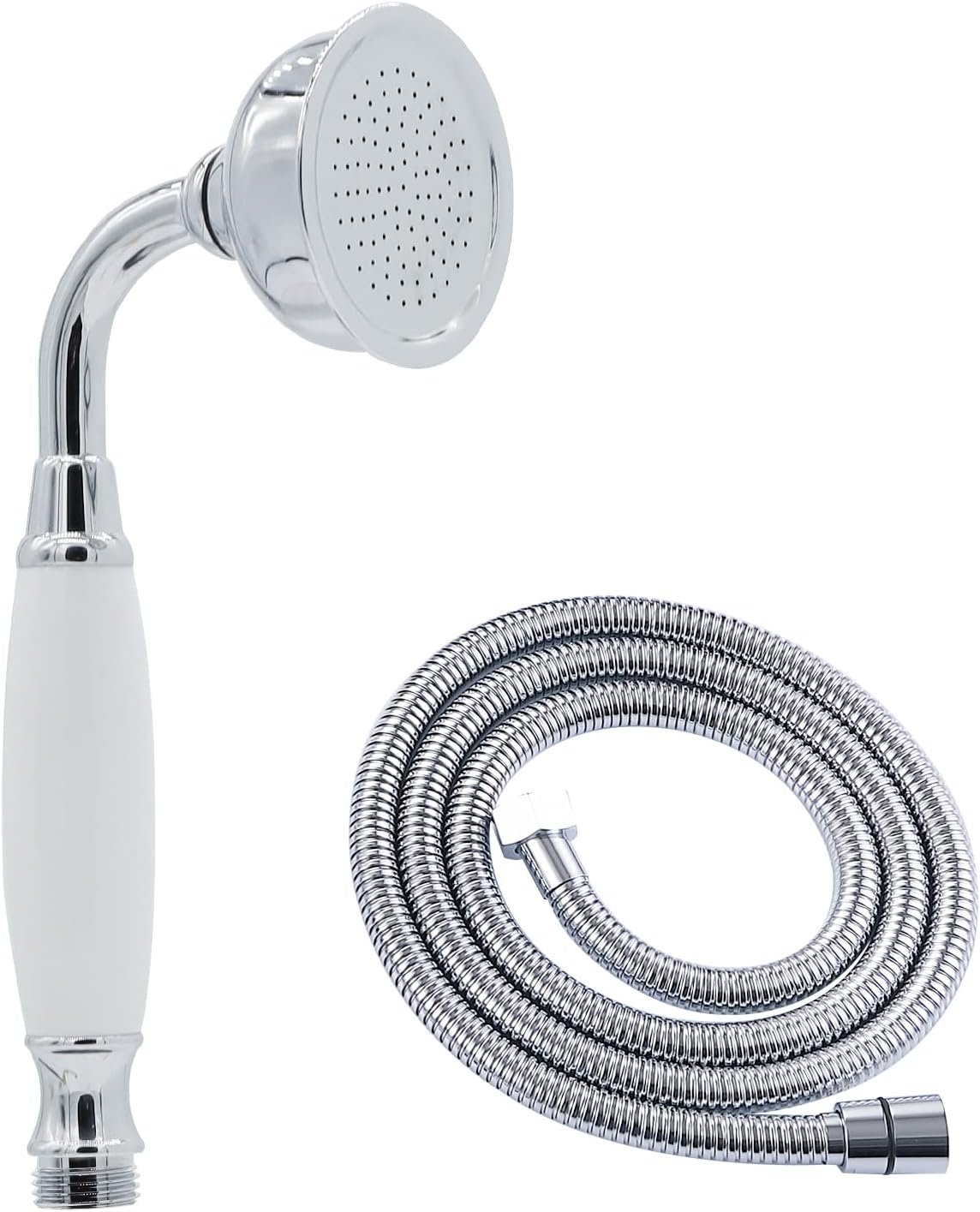 Handbrause Im Vintage-stil Aus Chrom Mit 150 Cm Schlauch, Hoher Durchflussrate, Ersatz Für Alten Duschkopf Ohne Halterung, Retro-messing, Runde Form, Die An Ein Telefon Erinnert.