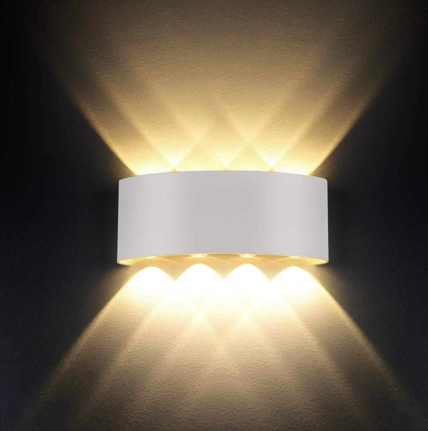 Moderne Außenwandleuchte, Ip65 Wasserdicht, 8w Led, Aluminium, Für Wohnzimmer, Schlafzimmer, Flur, Treppenhaus, Einfahrt (warmweißes Licht, Weißes Gehäuse) [energieklasse A+]