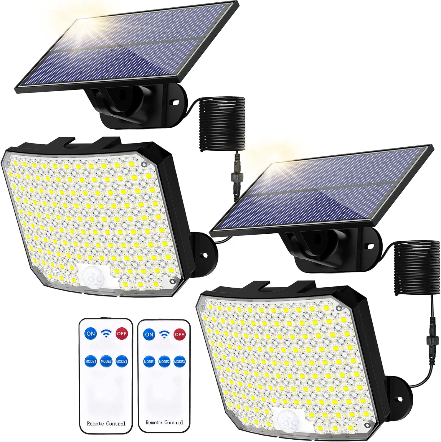 Solar-außenleuchte Mit Bewegungsmelder, 118 Leds, Gartenbeleuchtung, Wasserdicht (ip65), 2 Installationsmodi, 5 M Abnehmbares Kabel [energieeffizienzklasse A+++] Solar-wandleuchte